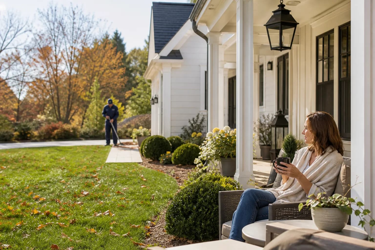 Cared-for home and yard receiving seasonal property service