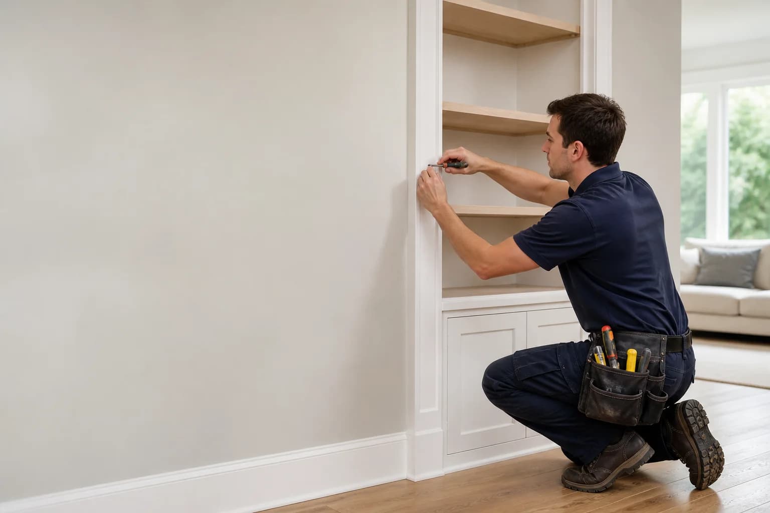 Home improvement professional completing a small residential project